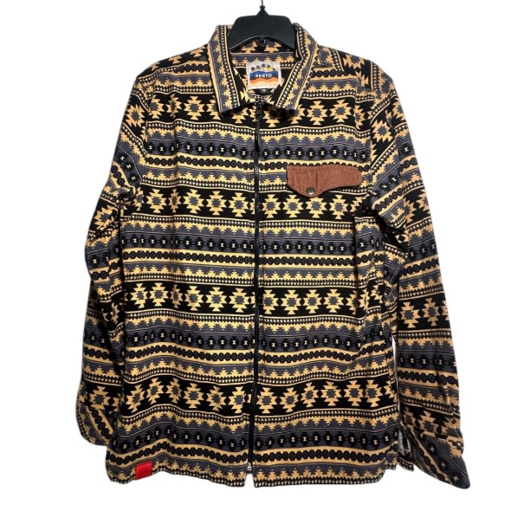 PRNTD men’s shirt full zipper jacket overshirt XL tribal Aztec print